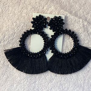 Black Beaded Earrings